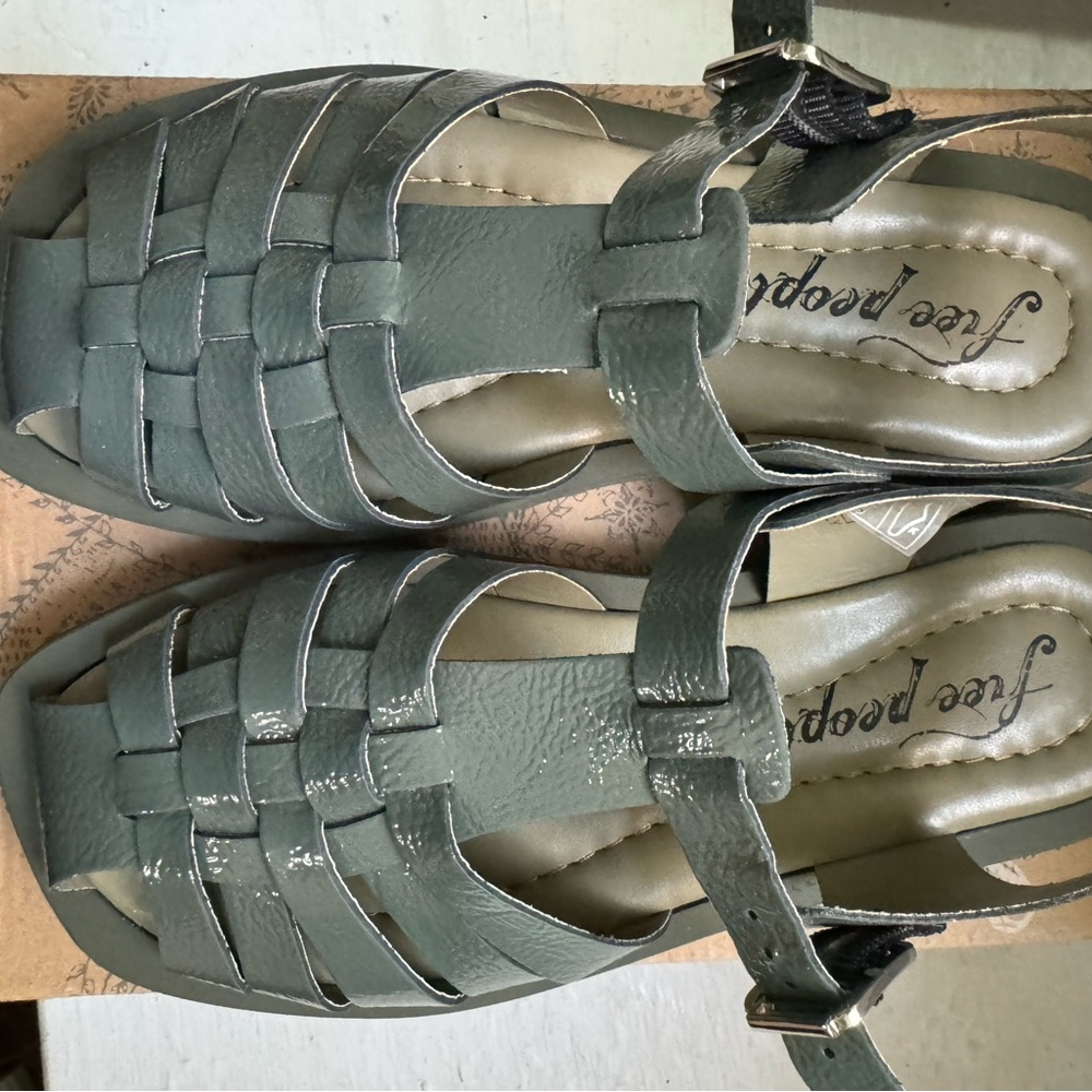 Free People Green Strappy Sandals